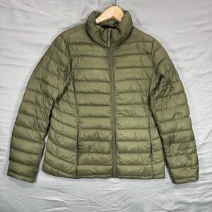 Attention Down Puffer Jacket Women‎ L Quilted Green Gorpcore